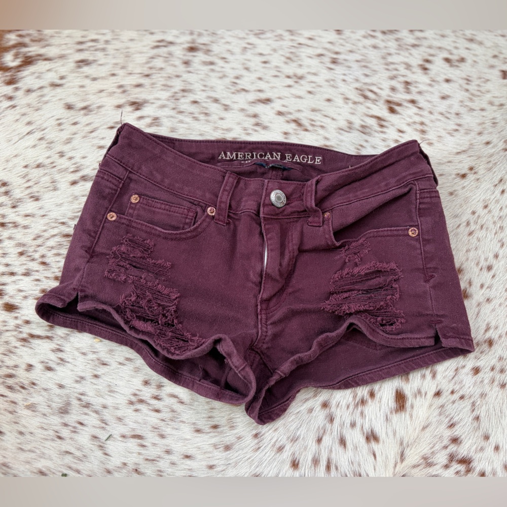 American Eagle Outfitters Women's Ripped Plum Shorts
